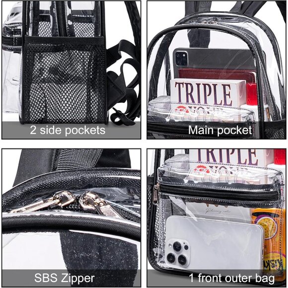 New Beautiful Black Clear Small Backpack for Girls, Women's (12x12x6) - Picture 4 of 9